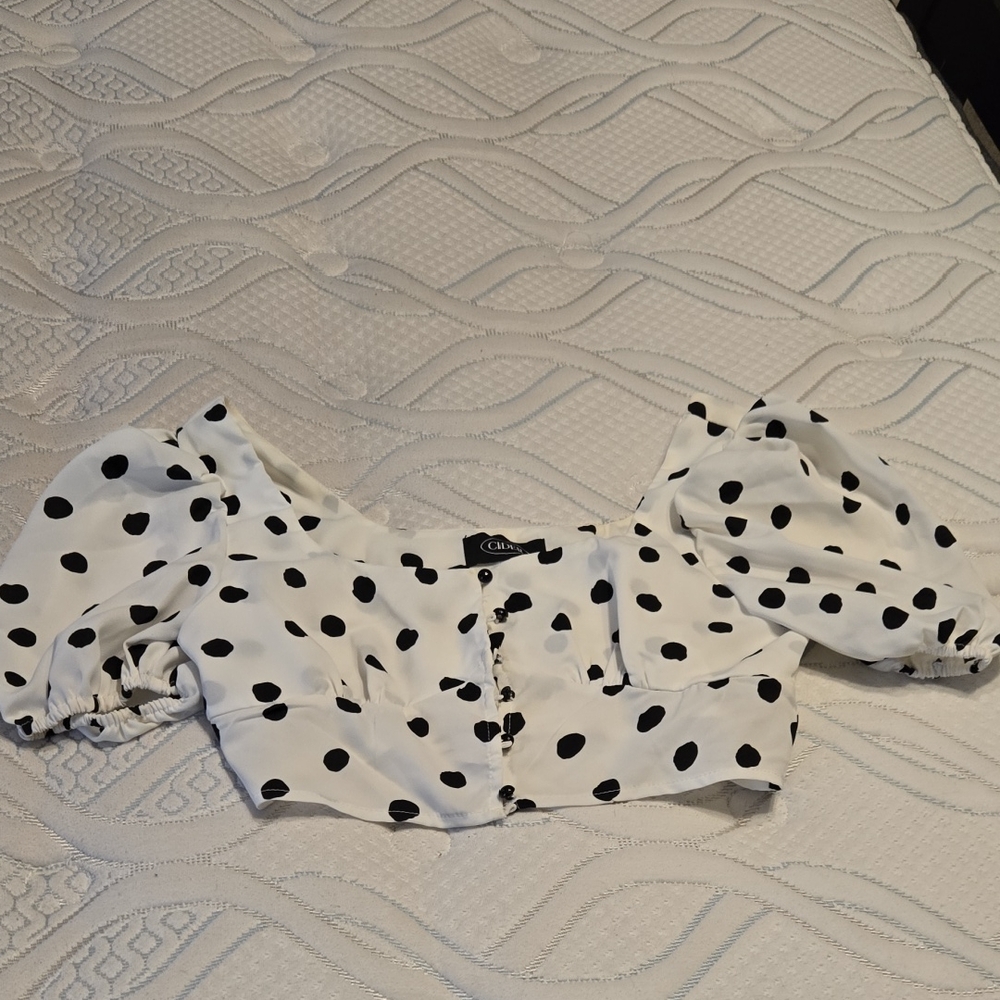 Cider Black and White Polka Dot Blouse